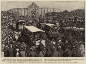 La guerra ispano-americana, la folla che va alla corrida patriottica a Madrid